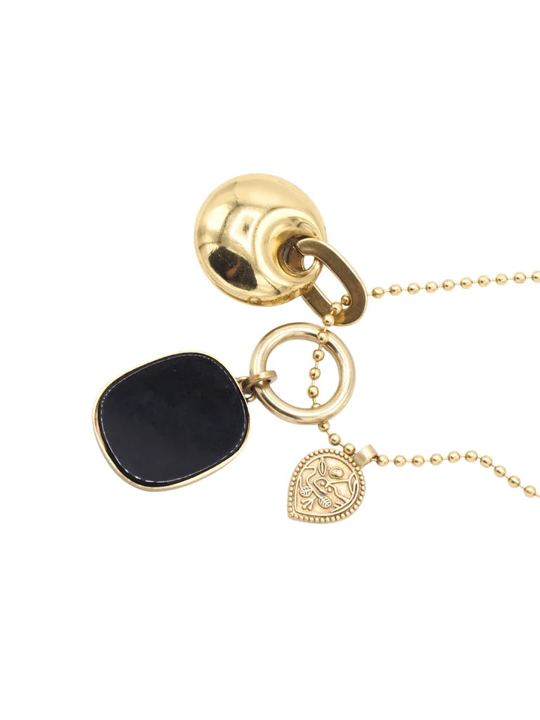 Dark coal Necklace gold