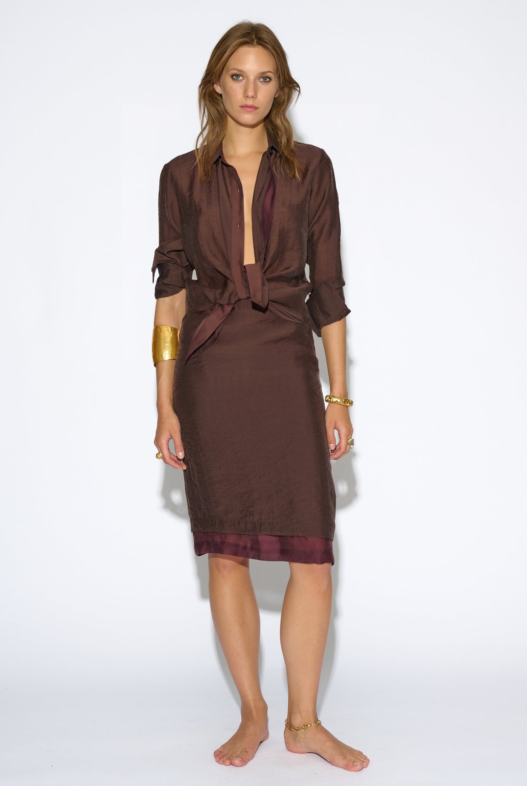 CAMISA DAMAS MARRÓN L.M X BADITS