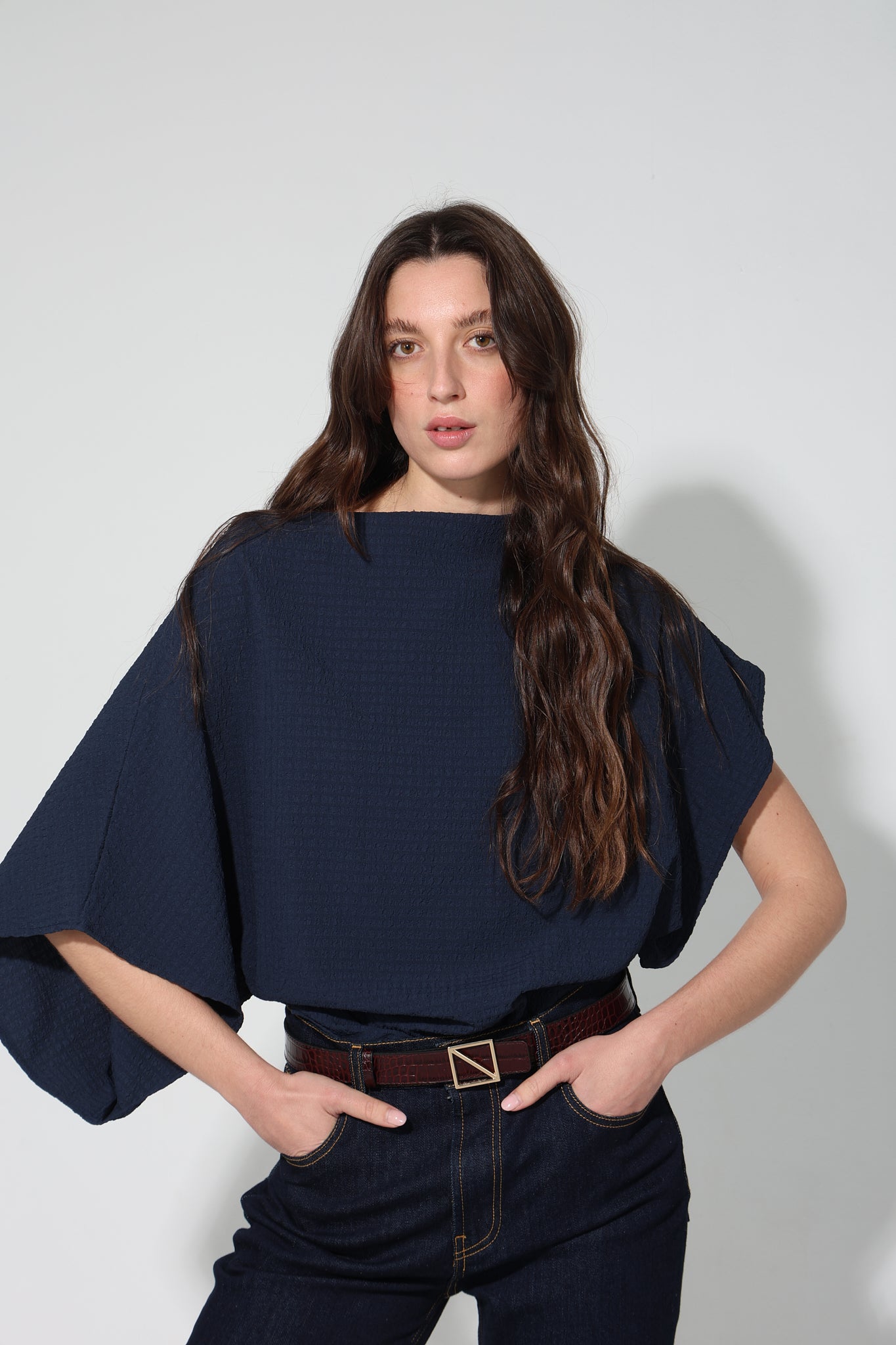 TOP CALIPSO SEERSUCKER NAVY