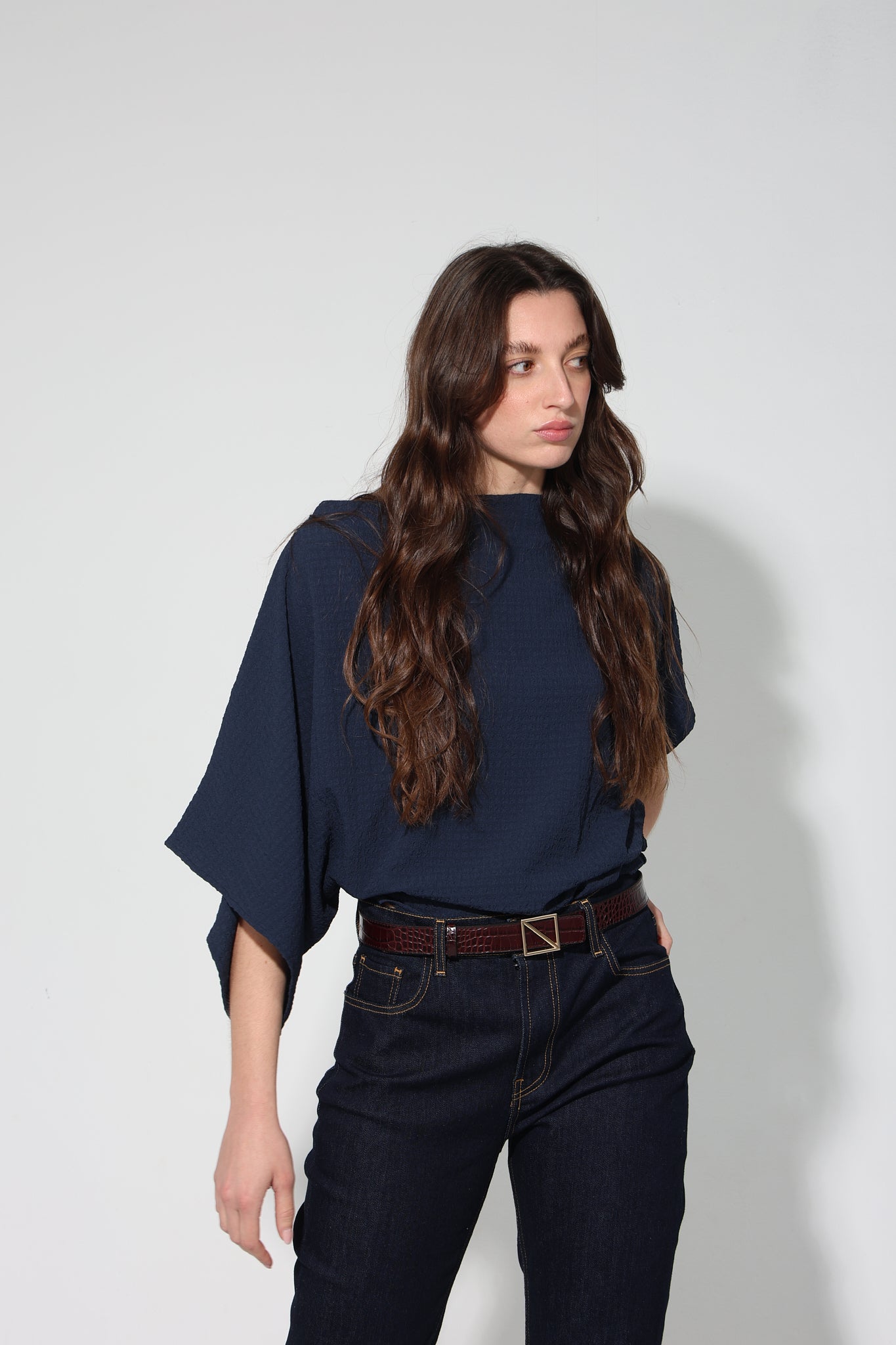 TOP CALIPSO SEERSUCKER NAVY