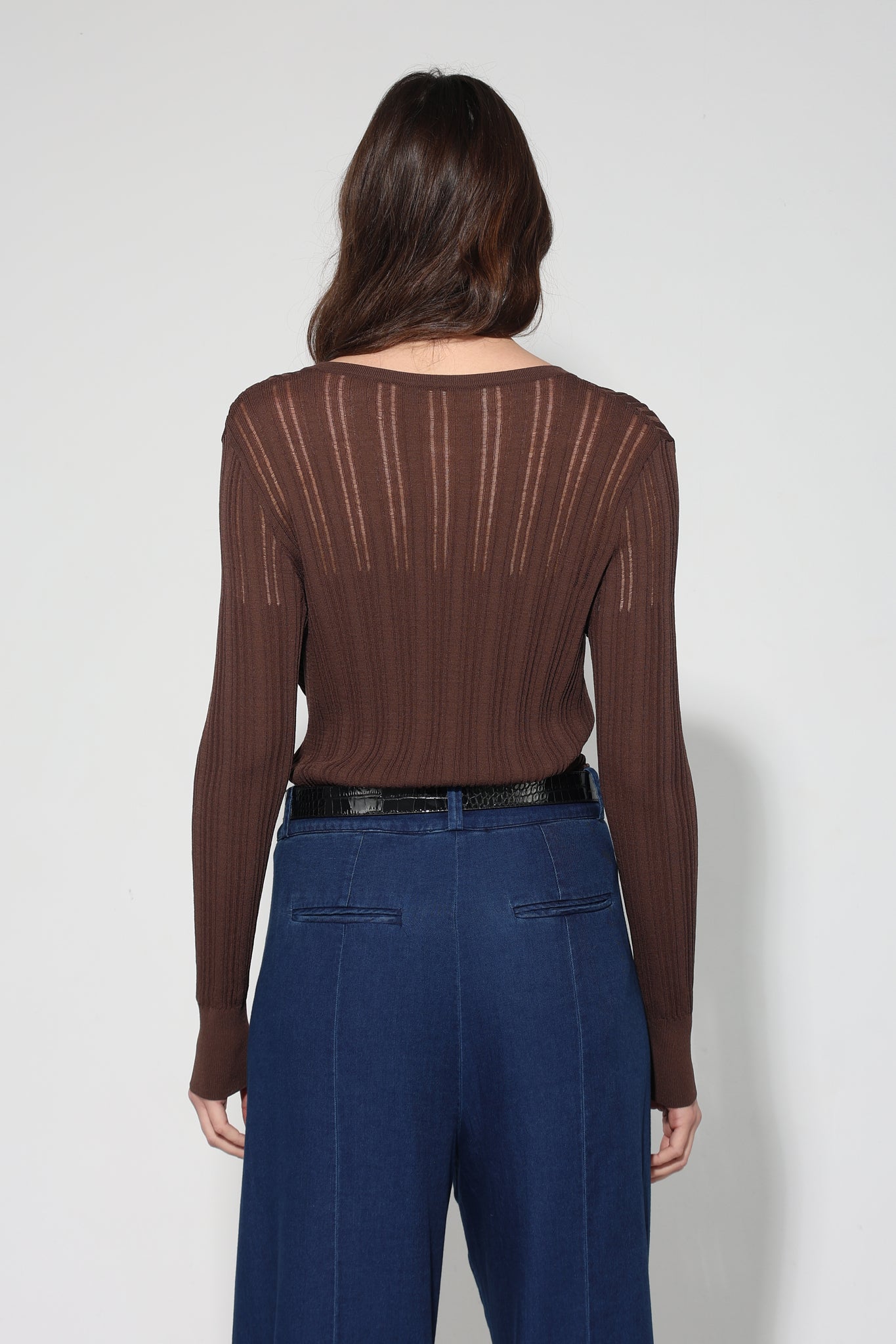 CARDIGAN BEL CUELLO REDONDO MARRÓN