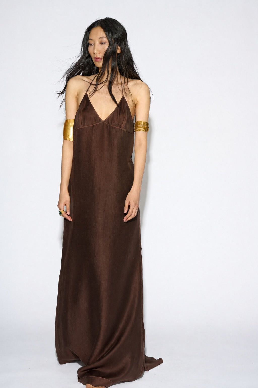 VESTIDO LARGO BRIDGE MARRÓN L.M X BADITS
