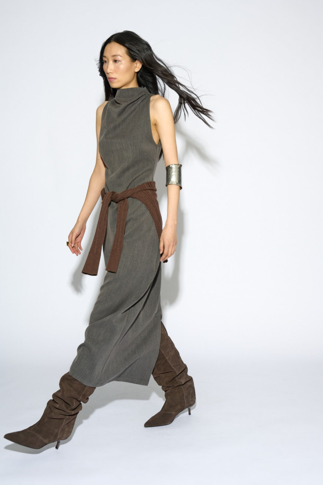VESTIDO NINA SIN MANGAS GRIS