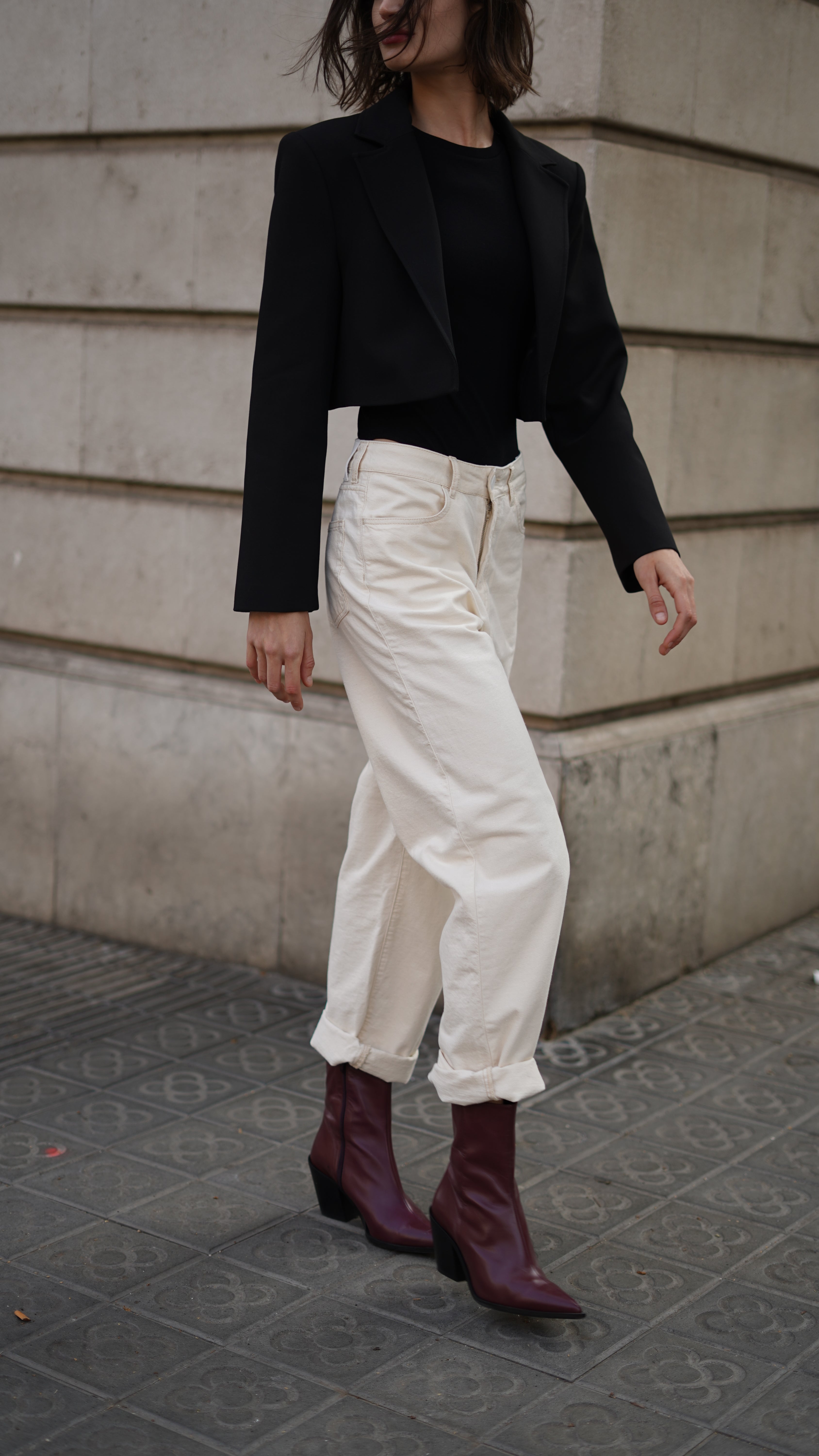 Botín cowboy Louise bordeaux