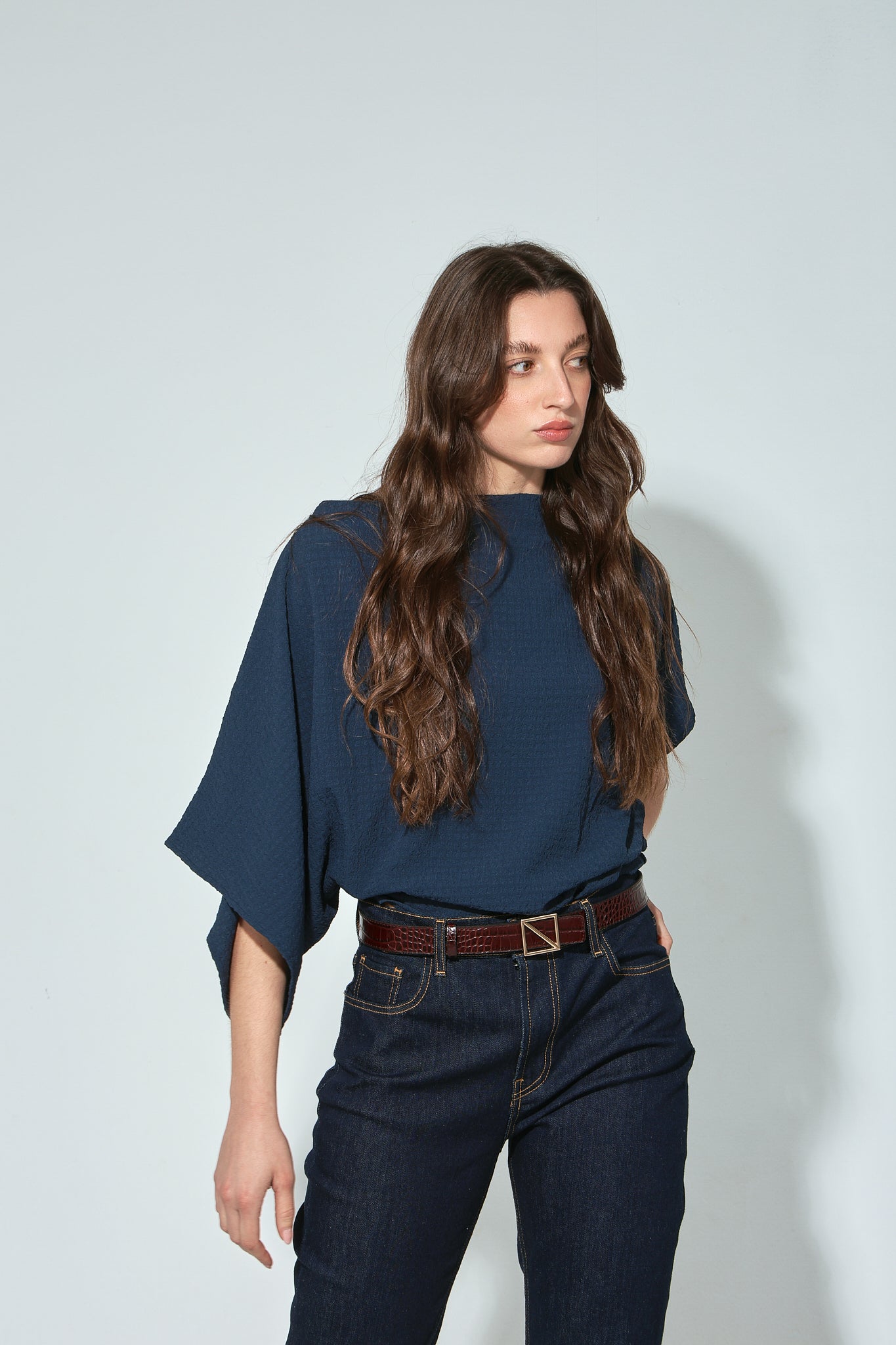 TOP CALIPSO SEERSUCKER NAVY