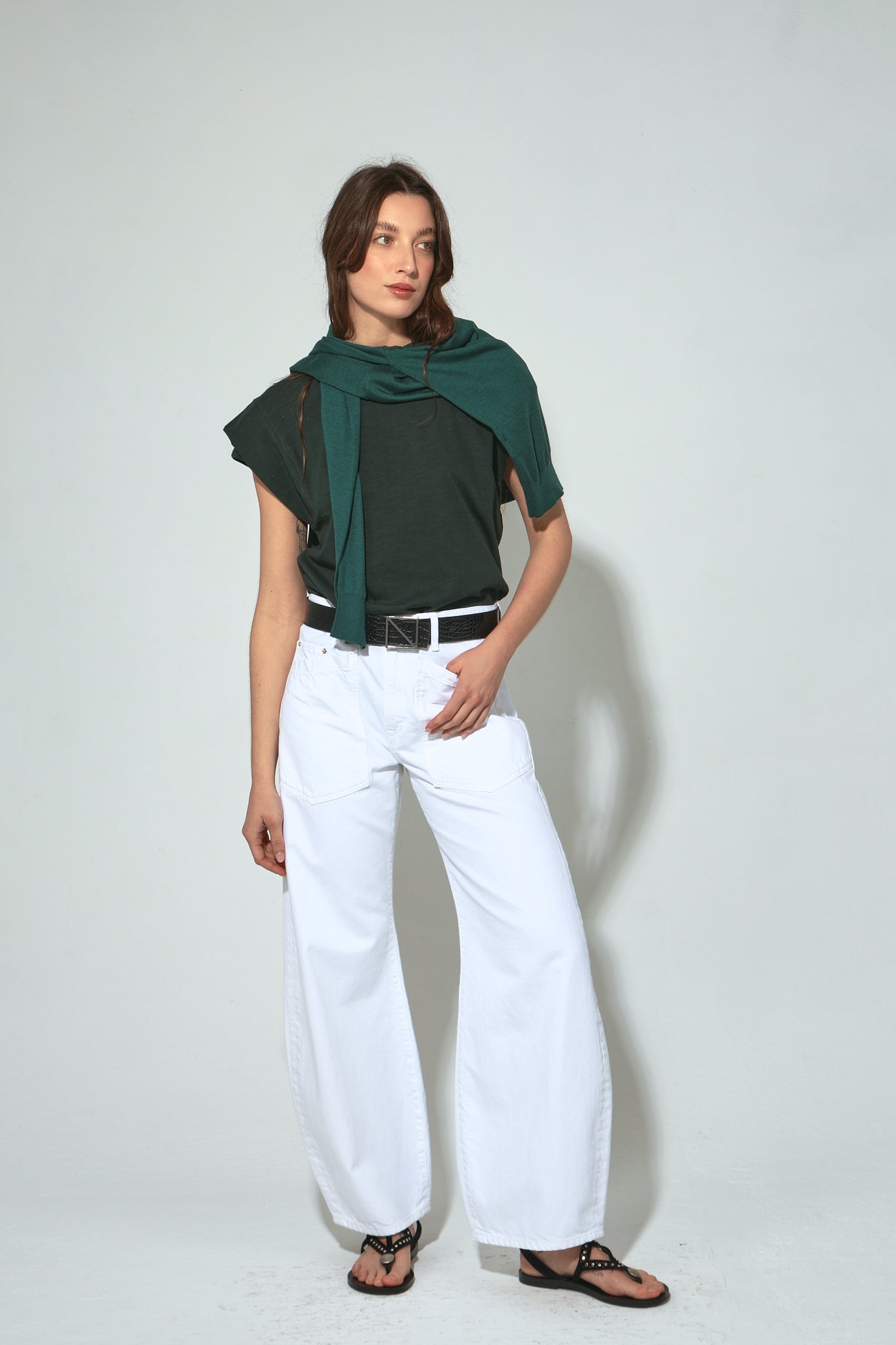 CAMISETA MANILA MANGA CORTA VERDE OSCURO